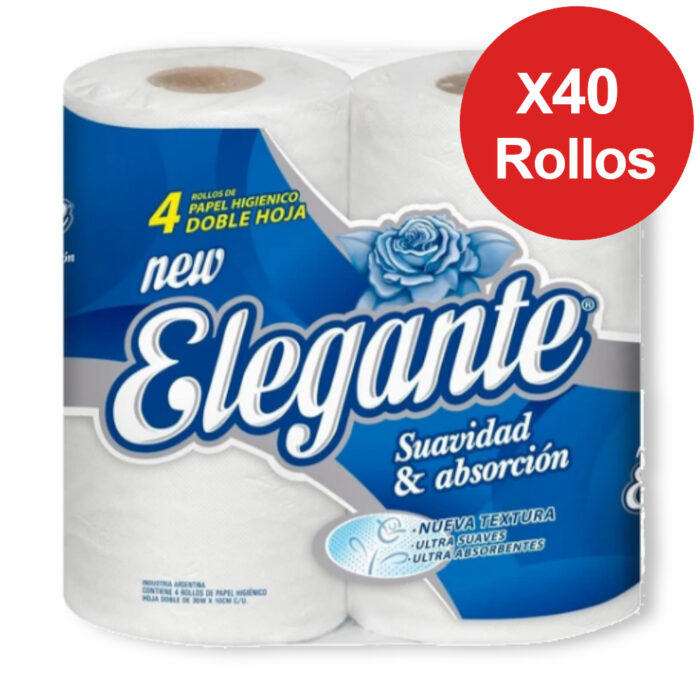 Papel higiénico Elegante Hoja Doble 40m x  40u.