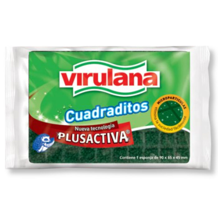 Esponja amarilla para platos con fibra verde Virulana