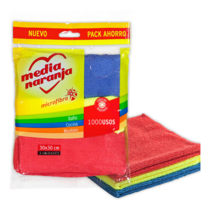 Pack Microfibra Media Naranja x 3u.